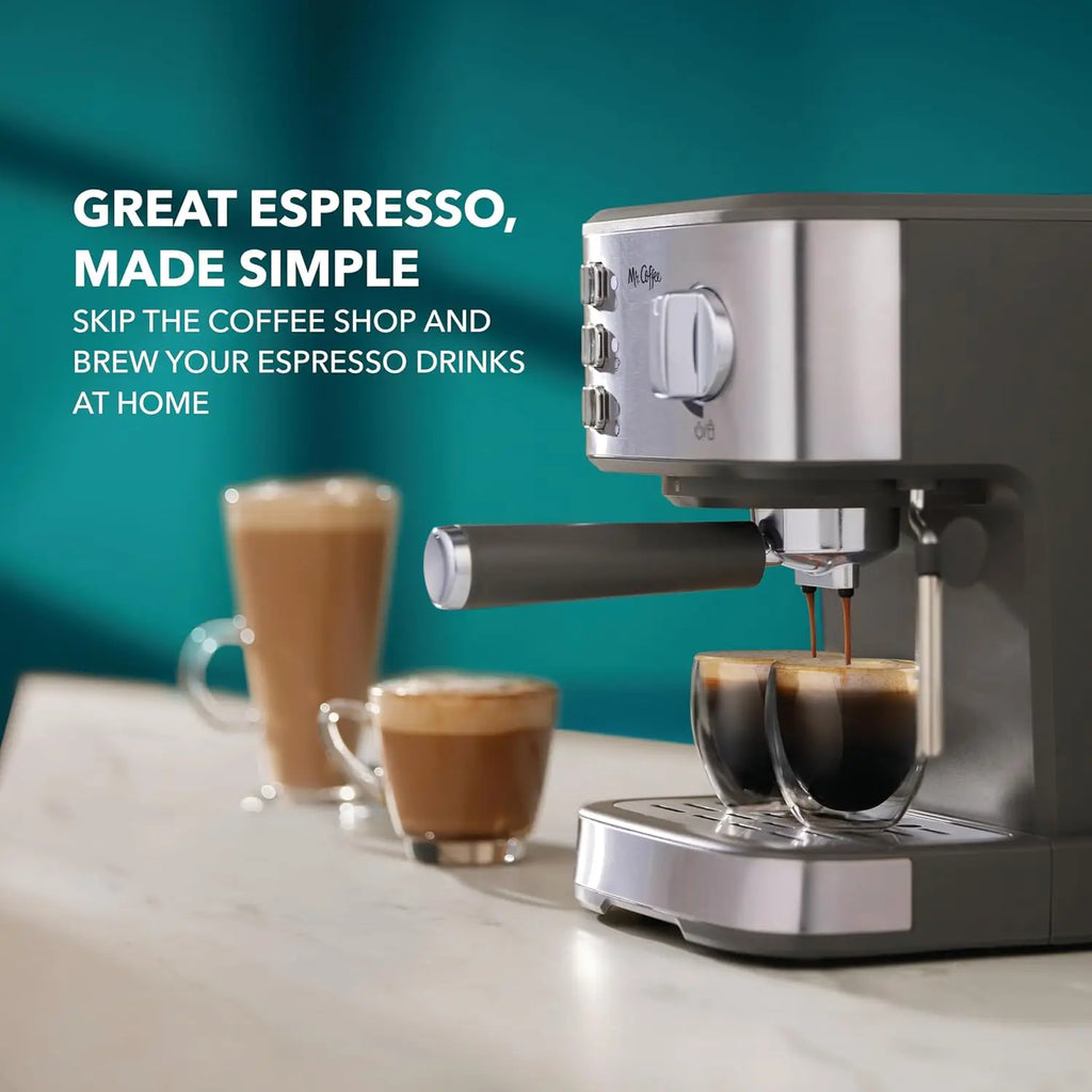 Compact Espresso Maker, Espresso Machine With Steam Wand, 15-Bar Pump Automatic Espresso Machine