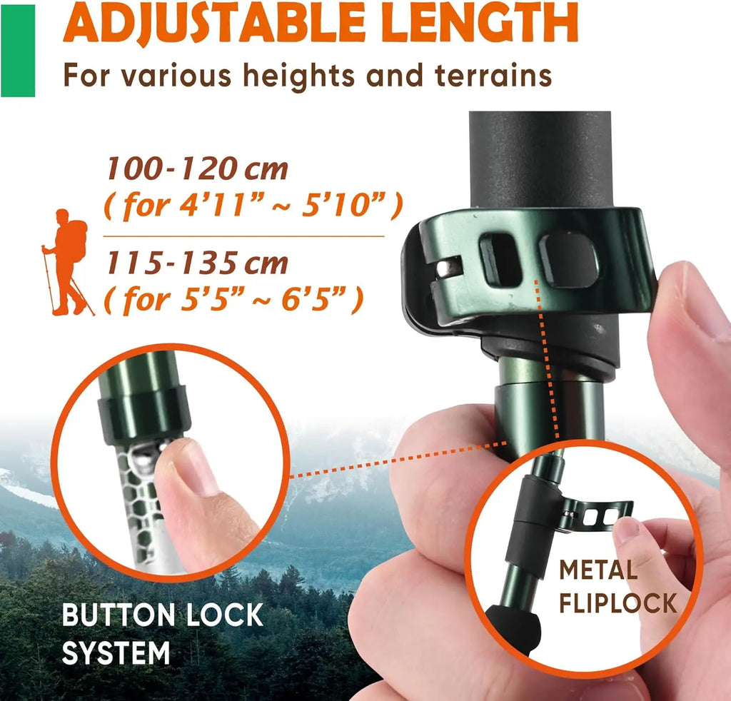 Trek-Z Collapsible Hiking & Trekking Poles - Balance Support for Seniors, Women, and Men, 2pc Per Set