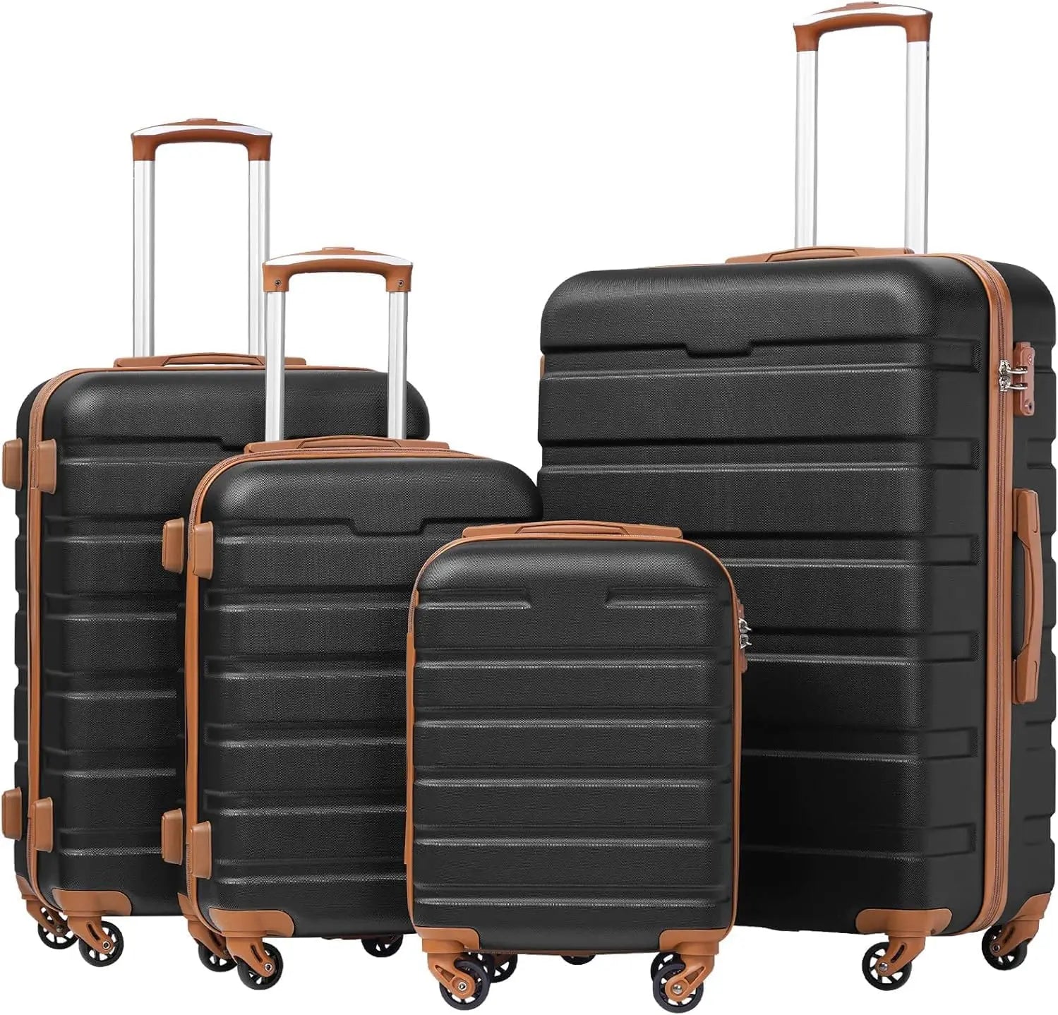 Coolife Luggage 3 Piece Set Suitcase Spinner Hardshell Lightweight TSA Lock (orange)