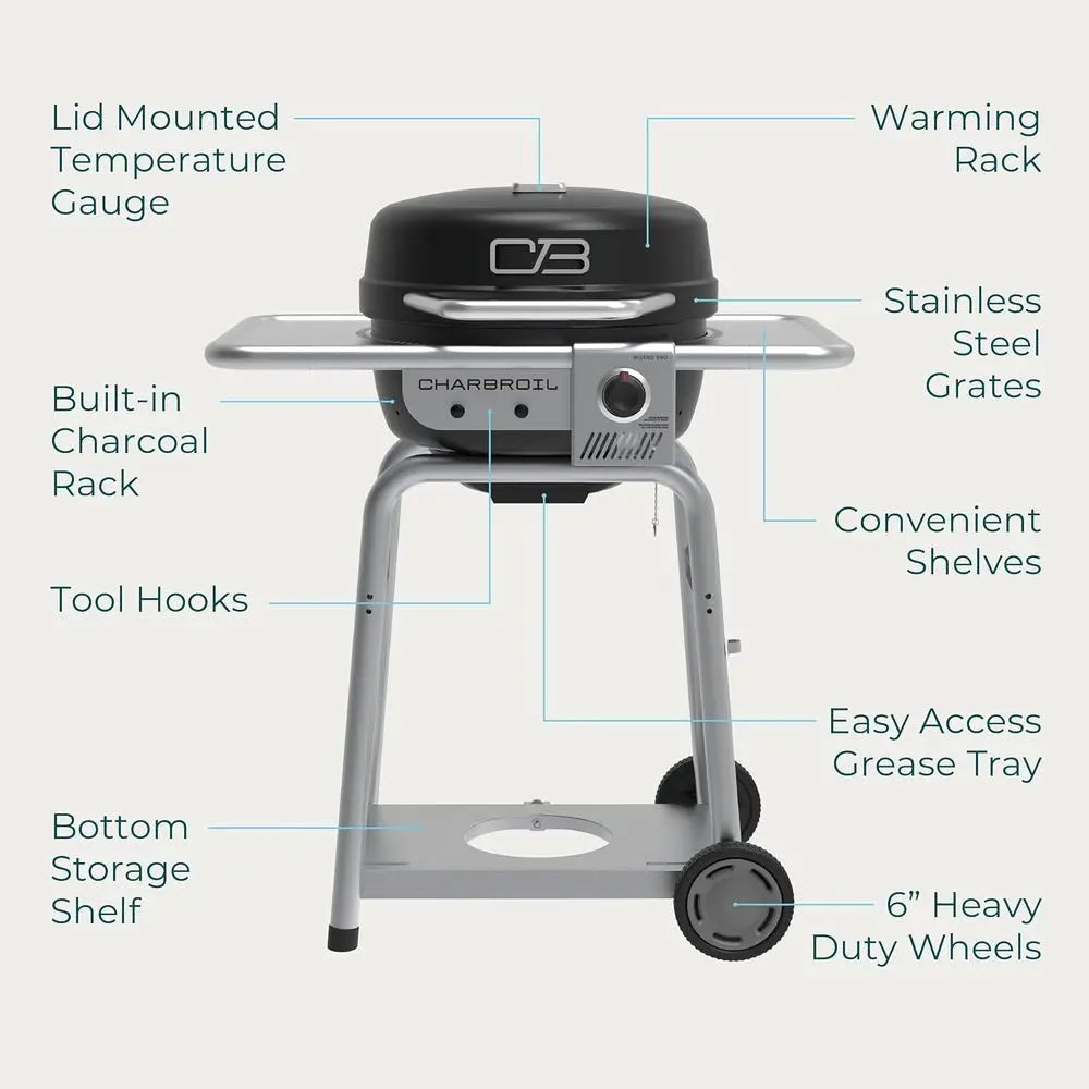 Charbroil Bistro Pro Gas Grill or Small Spaces and Patios, Black - 25302161