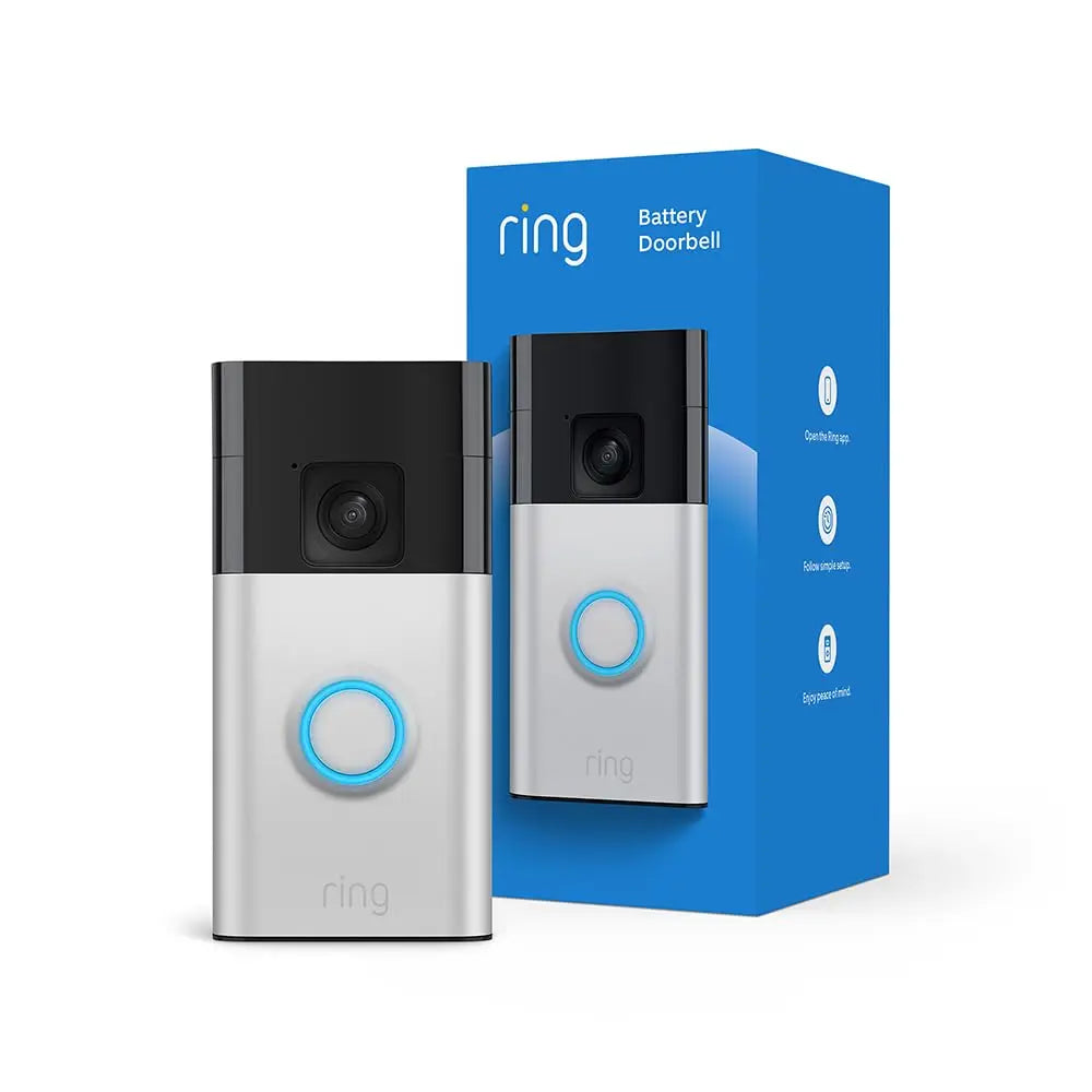 Smart Video Doorbell with Battery, Two-Way Talk, Motion Alerts for Home Security in Satin Nickel