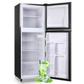 5.0 Cu.ft Mini Fridge Small Refrigerator with Drink Holder Double Door Refrigerator Adjustable Glass Shelves for Home Apartment