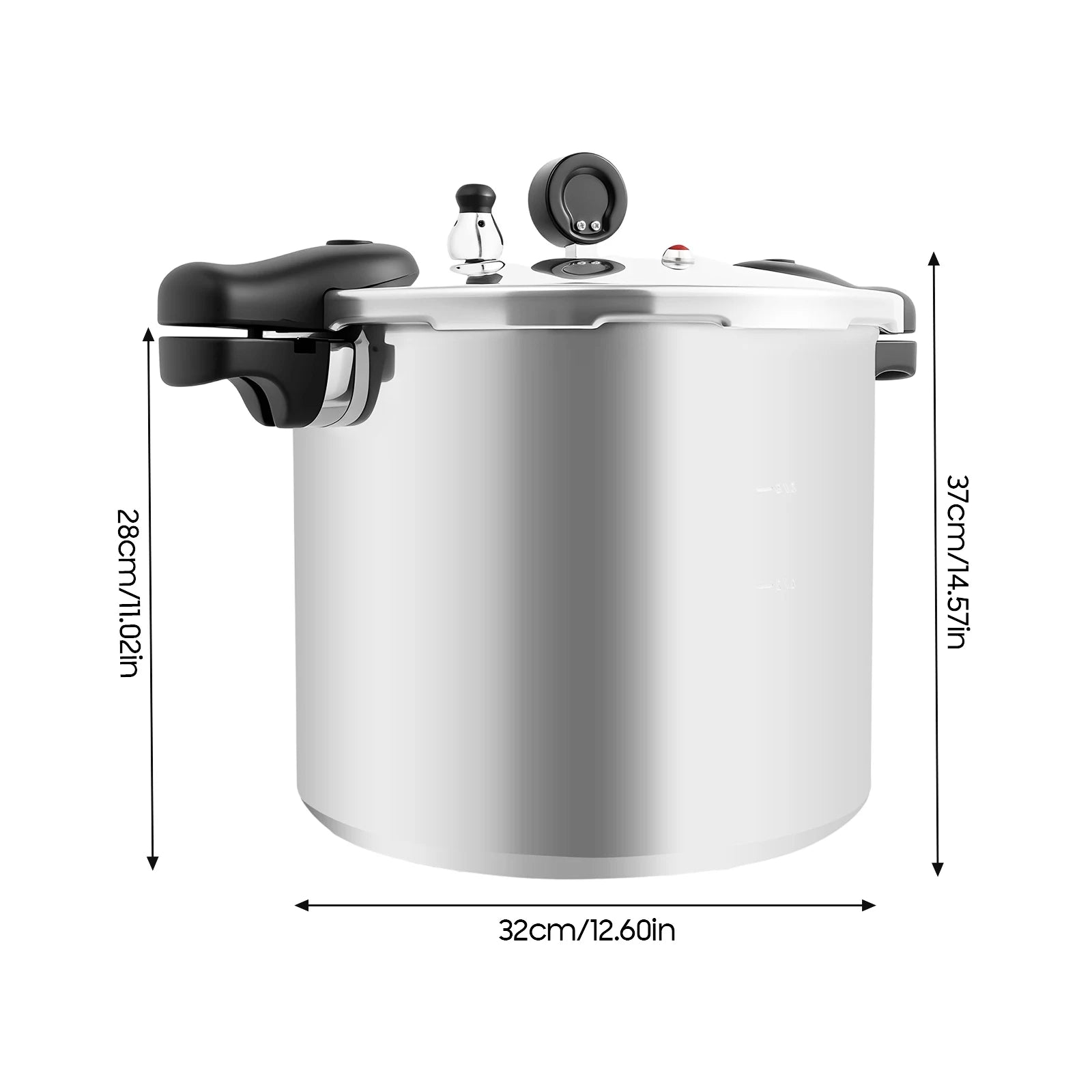 22L Aluminium Alloy Pressure Cooker 90Kpa Thickened Explosion-proof Pressure Cooker Pot with Pressure Gauge, Hand Control