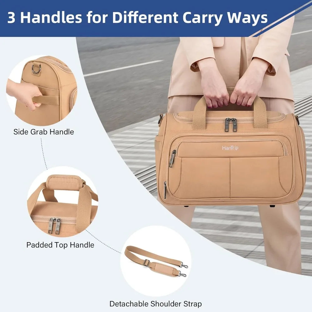 Foldable Travel Duffel Bag - Under Seat Airplane Personal Item, Weekender Overnight Bag for Men