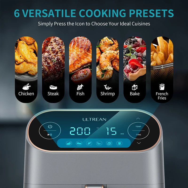 ULTREAN 8.5L Air Fryer Electric Hot fryer Oven Oilless Cooker with LCD Touch Control and Nonstick Basket Large Family Size 1750W