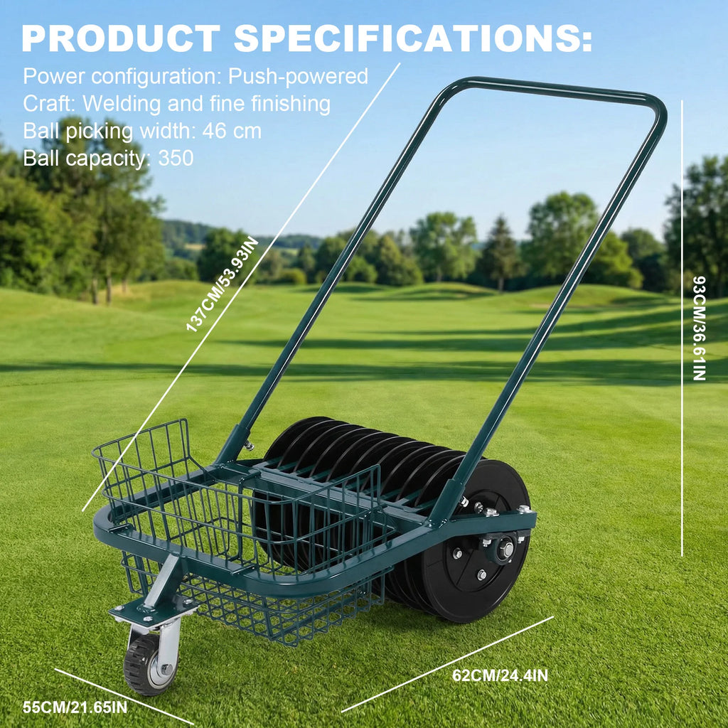Golf Ball Collector Cart No Bending Over Large-Capacity Ball Holder Saving Time and Effort for Backyard Practice & Training
