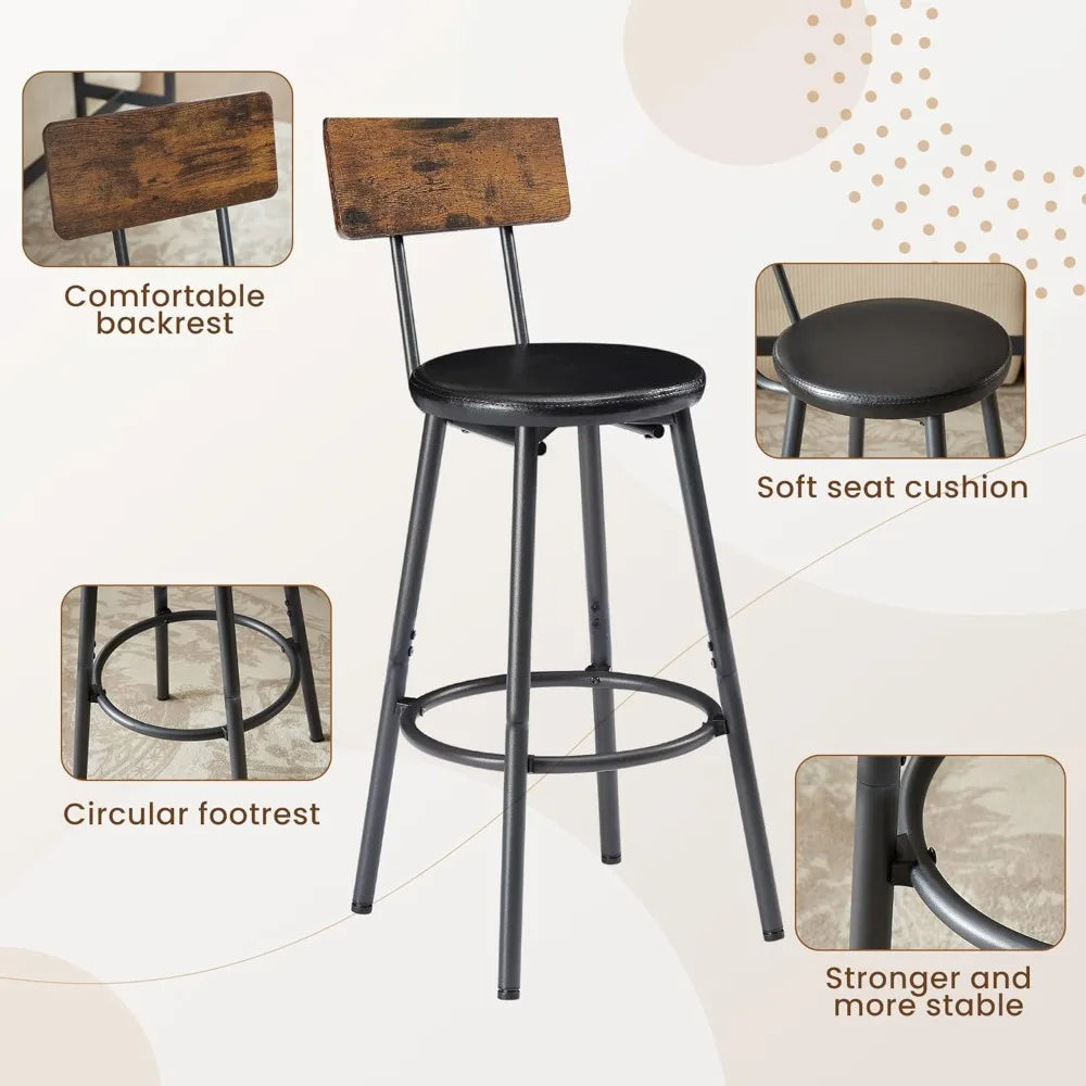 bar table and chairs set for 6, 7 pieces pub bistro table with 6 pu upholstered bar stools, 42" high top table set for restauran