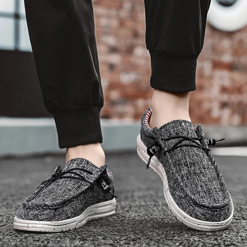 Men Shoes Casual Canvas Loafers Shoes Light Breathable Flats Leisure Male Vulcanized Shoes Walking Sneakers Plus Size 39-46