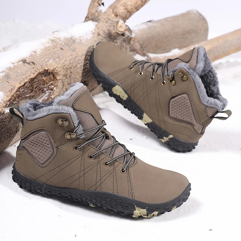 Winter Warm Wide Toe Barefoot Men Snow Boots Outdoor Cotton Boots Breathable Walking Hiking Shoes Comfortable Casual Sneakers