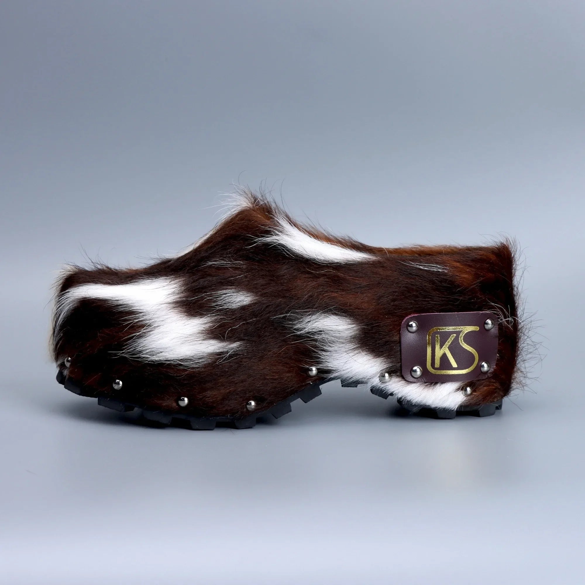 Women’s Cowhide Platform Clogs Sandals Wide Fit Comfort Designer Fur Shoes for Flat Feet, Soft Sole Anti-Slip Mules for All-Day