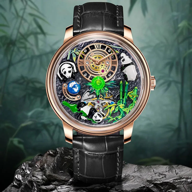 PINDU New Men Wristwatches Top Brand Luxury Mechanical Watch Panda Paradise Watch Men Stainless Steel Waterproof M2791B Movement