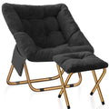 Comfy Saucer Chair, Foldable Living Room Chairs, Soft Faux Fur Lounge Chair for Bedroom, Reading Chairs for Adults,Teens, XLarg