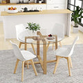 Tangkula 42-inch Round Glass Dining Table with 4-6 Seating Capacity, 0.3-inch Thick Tempered Glass Top, and 4 Upholstered Chairs