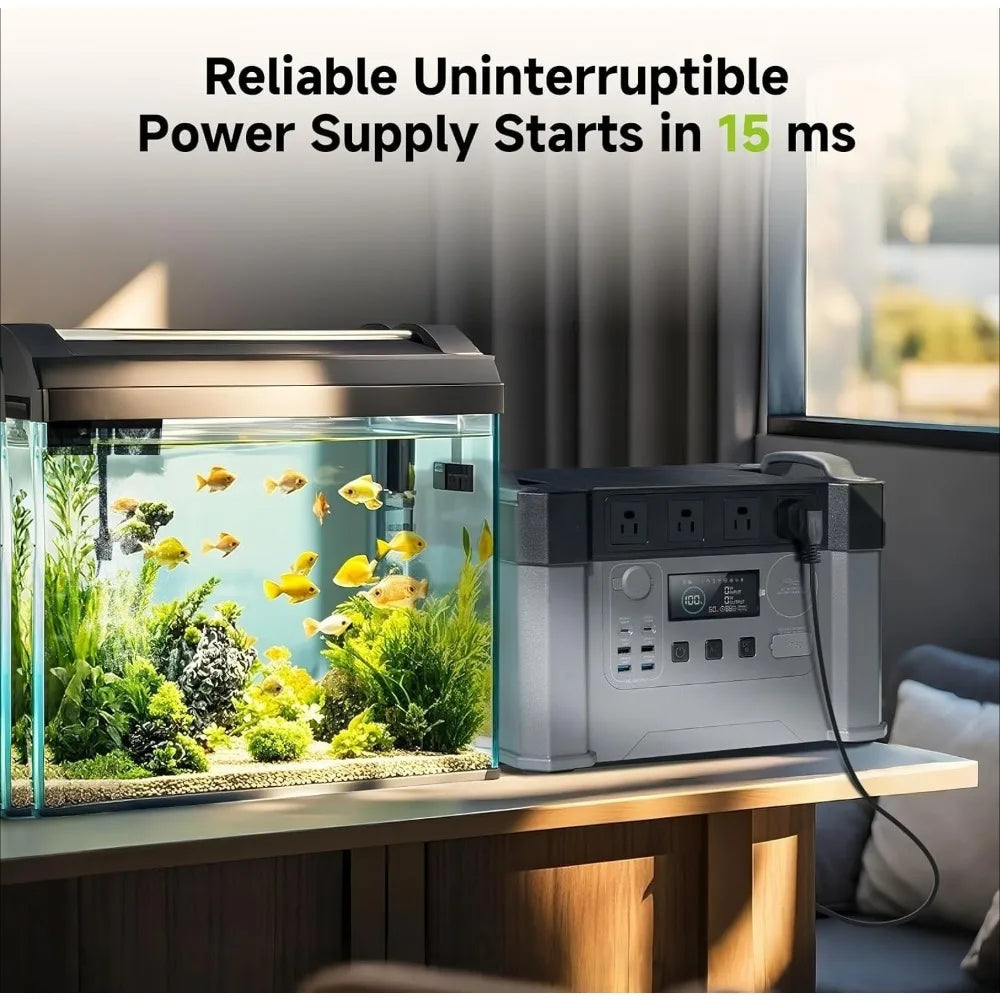 2000w Portable Power Station, 1500Wh MPPT Battery Backup, S2000 Solar Generator with 4 AC Outlets(Peak 4000w), Solar Power