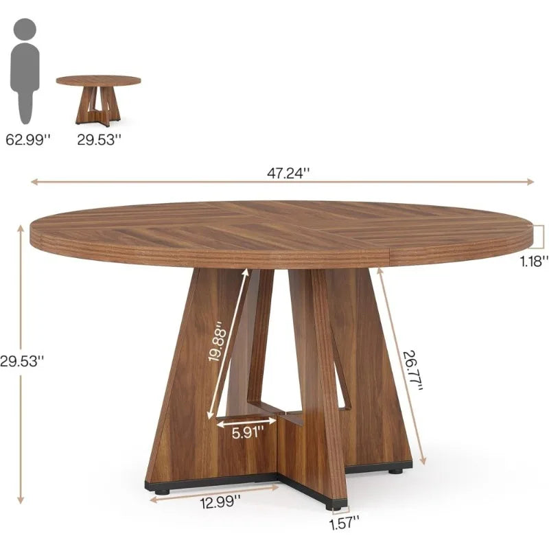 Rustic Wooden Round Dining Table  Outdoor Indoor Garden Patio Furniture for Home Decor
