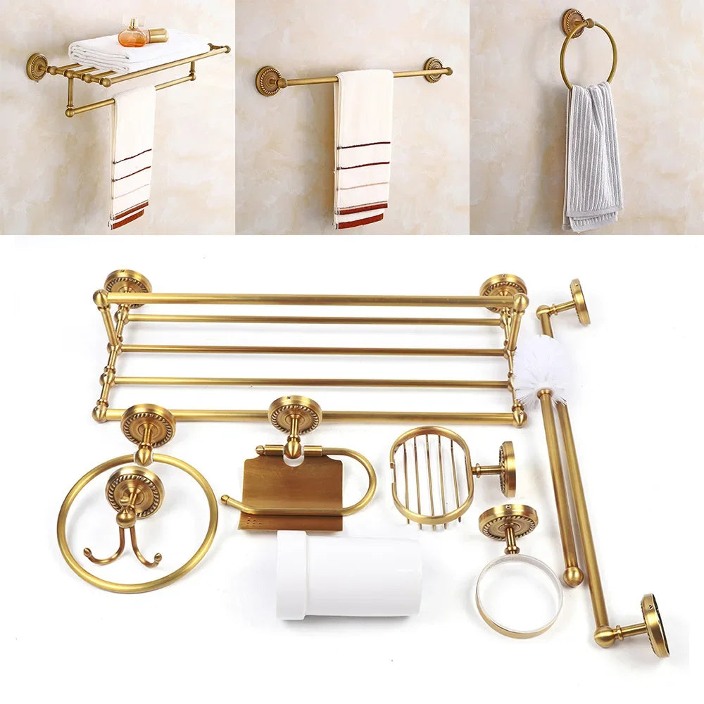 7PCS Luxury Bathroom Accessories Set - Modern Toilet Paper Holder, Soap Dispenser, Towel Rack, Brush Holder, Bathroom Decor