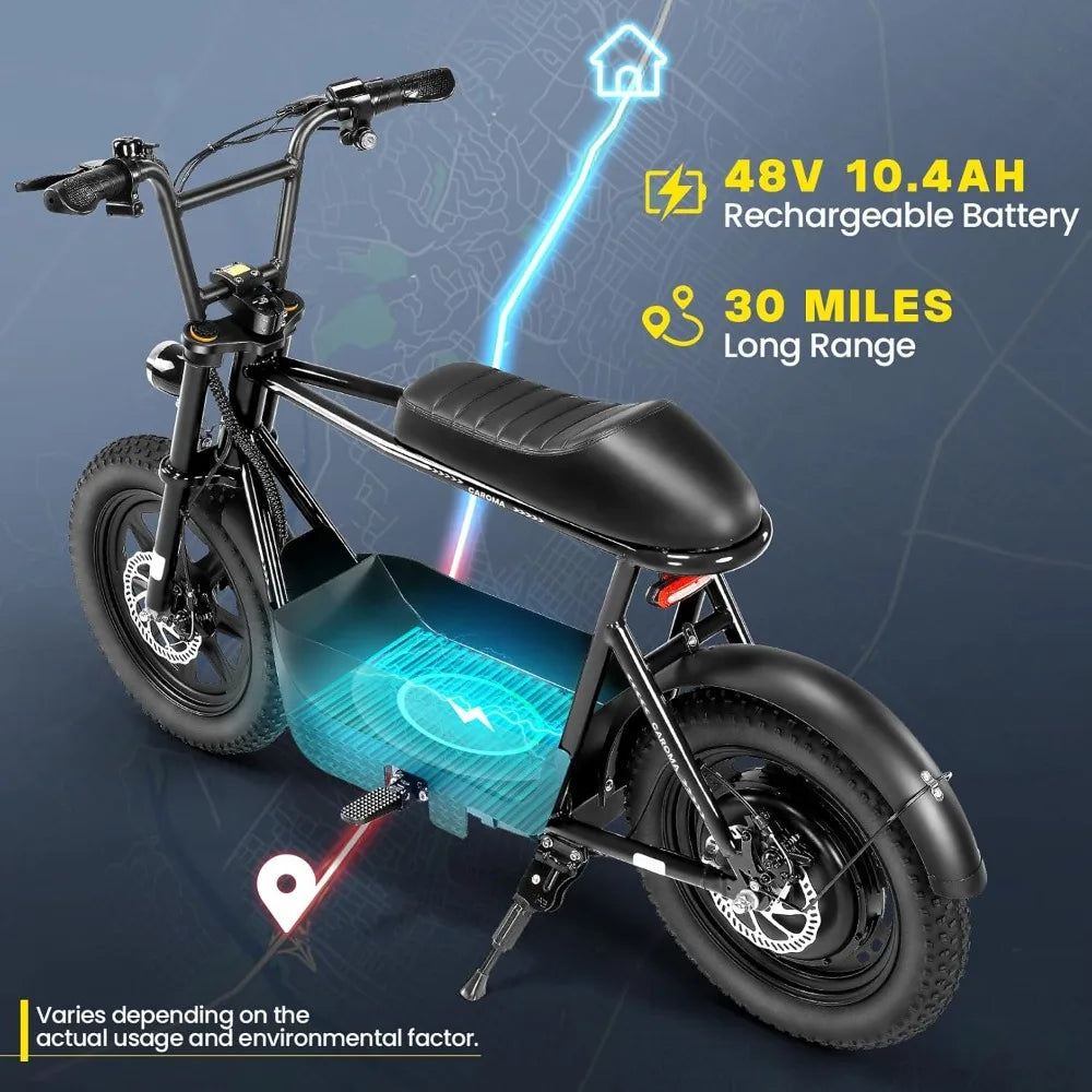 Peak 1200W Electric Scooter with Seat,16 * 3" Fat Tire Ebike for All-Terrain,Max 30 Miles & 20MPH Electric Moped