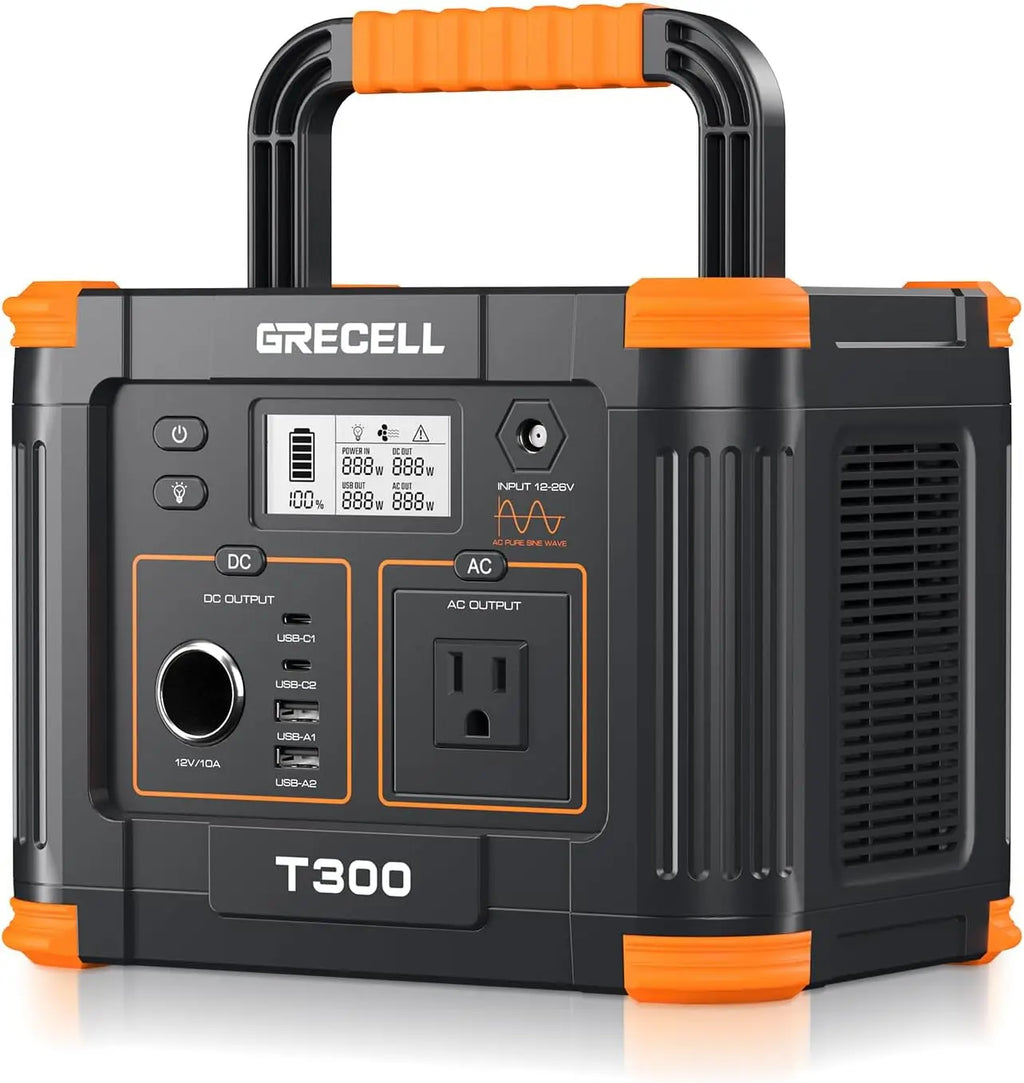 300W Portable Power Station with Solar Charging, 230.88Wh Battery for Camping and Home Backup
