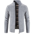 Winter Autumn New Sweater Knit Cable Cardigan Men Business Casual Jacket Zipper Up Solid Color Turn-down Coat Fleece Clothes