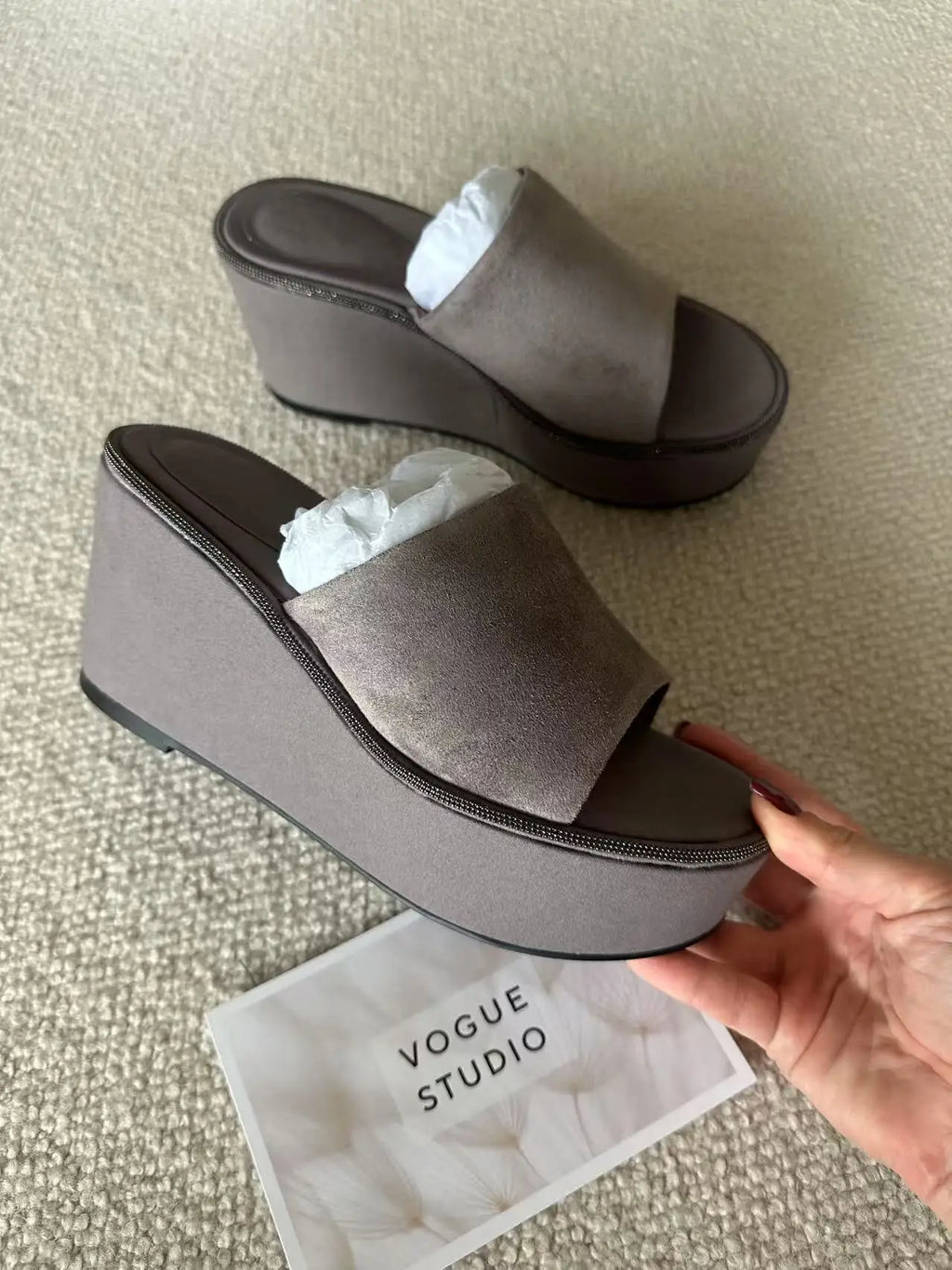 Summer genuine suede slippers
