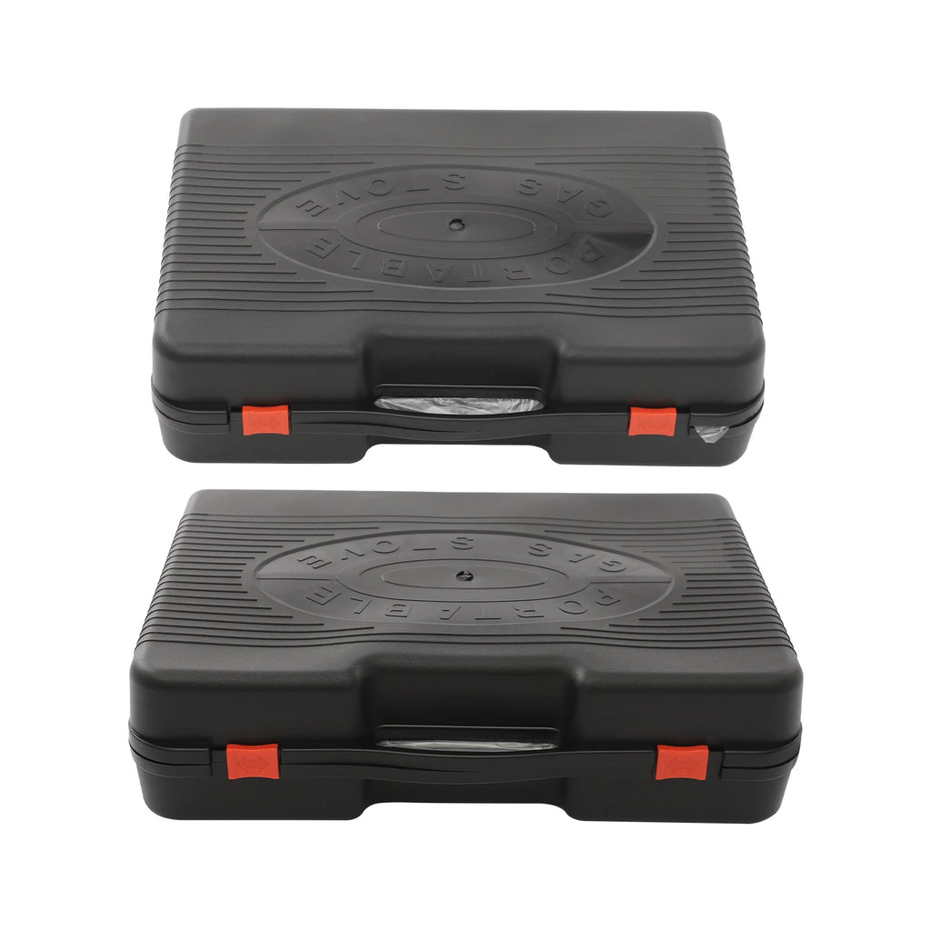 Gas Grill Stove with Sausage Grill Plate and Plastic Box Portable Camping Butane Stove Adjustable Flame for Outdoor Picnic BBQ