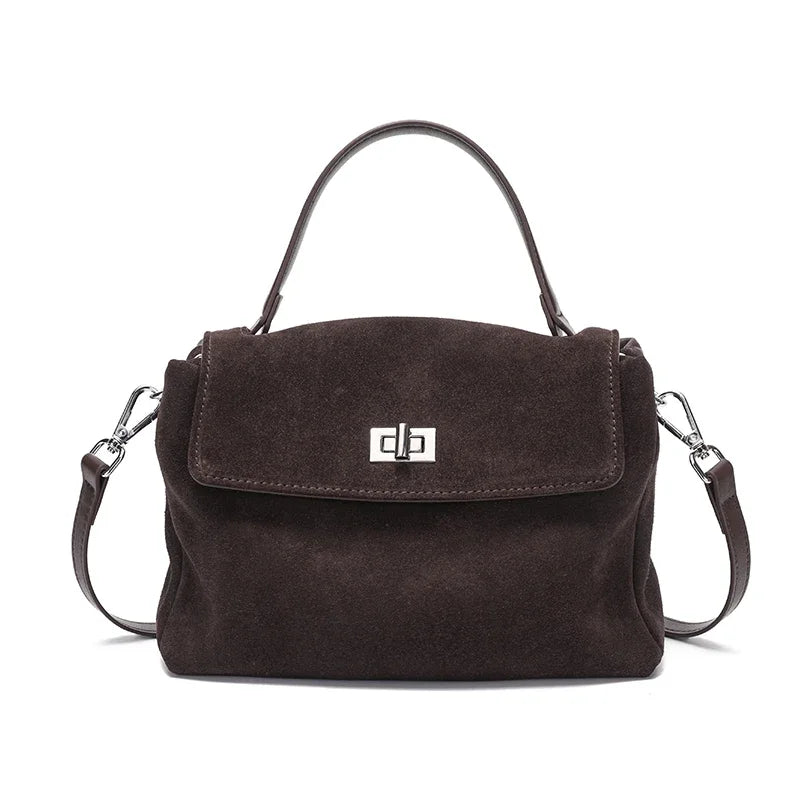 2025 NEW Autumn winter women's Natural Suede leather Crossbody Bag luxury designer Genuine Leather commuting messenger bag