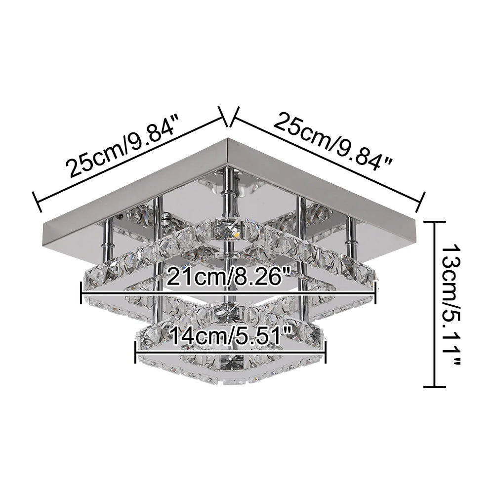 Crystal Flush Mount Ceiling Light Fixtures LED Round Square Chandelier Light Fixture Ceiling Lamp for Kitchen Hallway Foyer