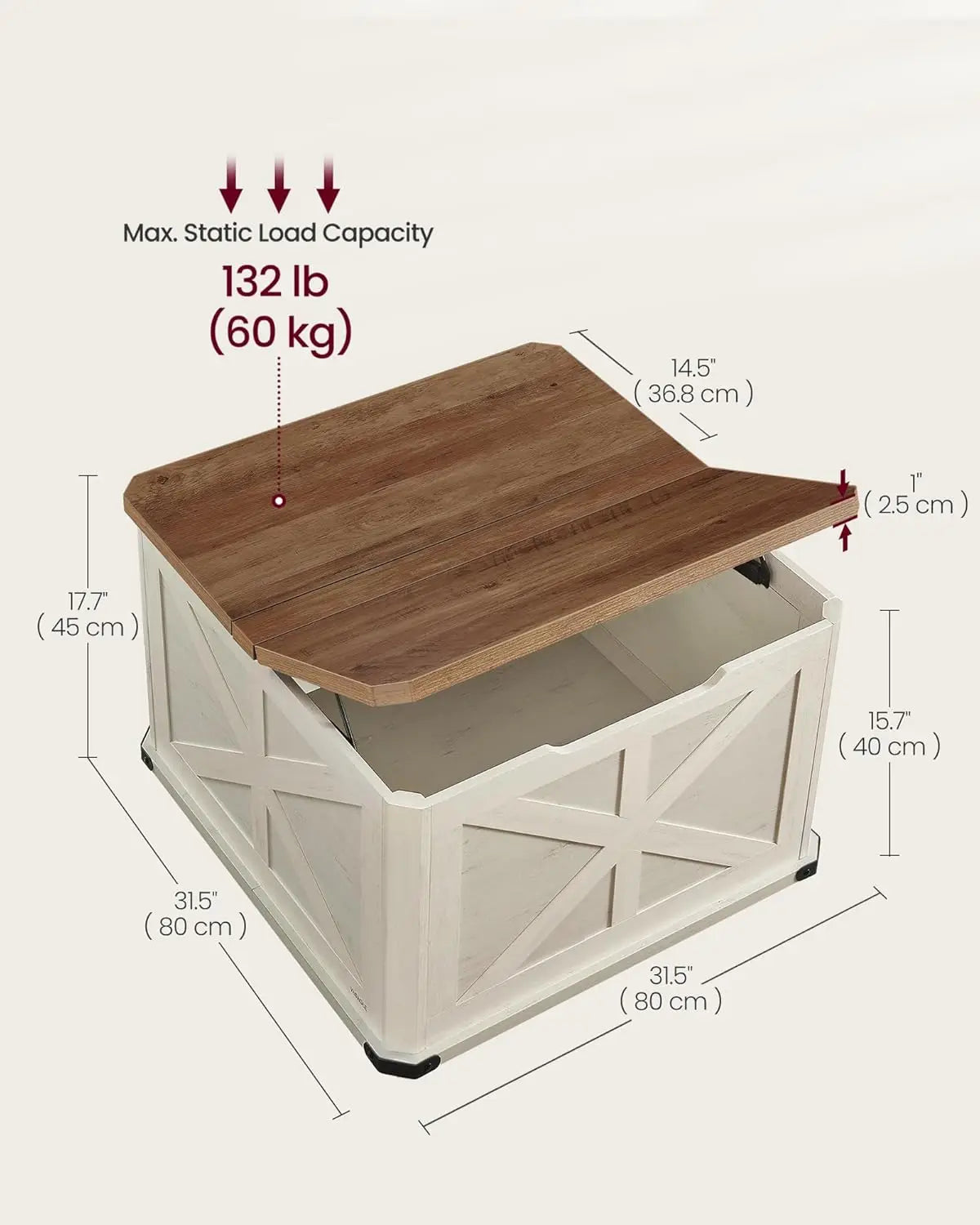 Farmhouse Coffee Table with Storage Square Living Room Center Table Flip Top Lids Honey Brown