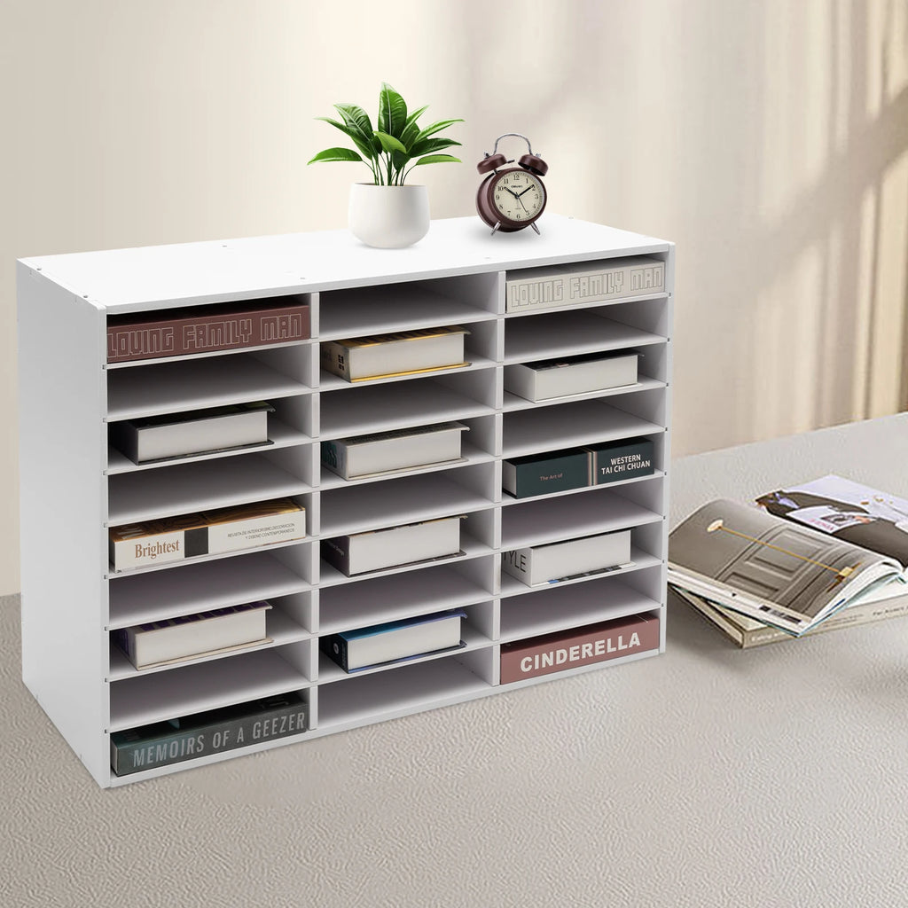 27 Compartment Pvc Document Storage Cabinet, Pvc Document Organizer, Desktop Paper Sorter for Home, School, And Office Use