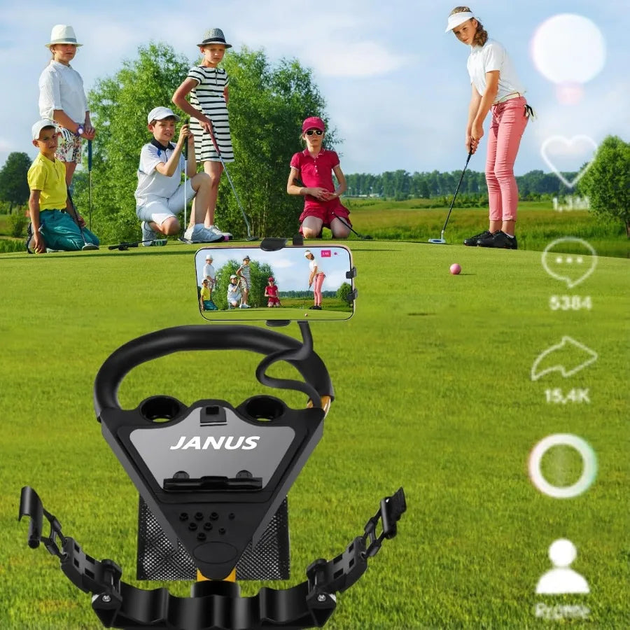 Golf Push Cart 3 Wheel Foldable with One-Click Folding Compact Golf Bag Cart Wide EVA Wheels Foot Brake Elastic Wing Stra