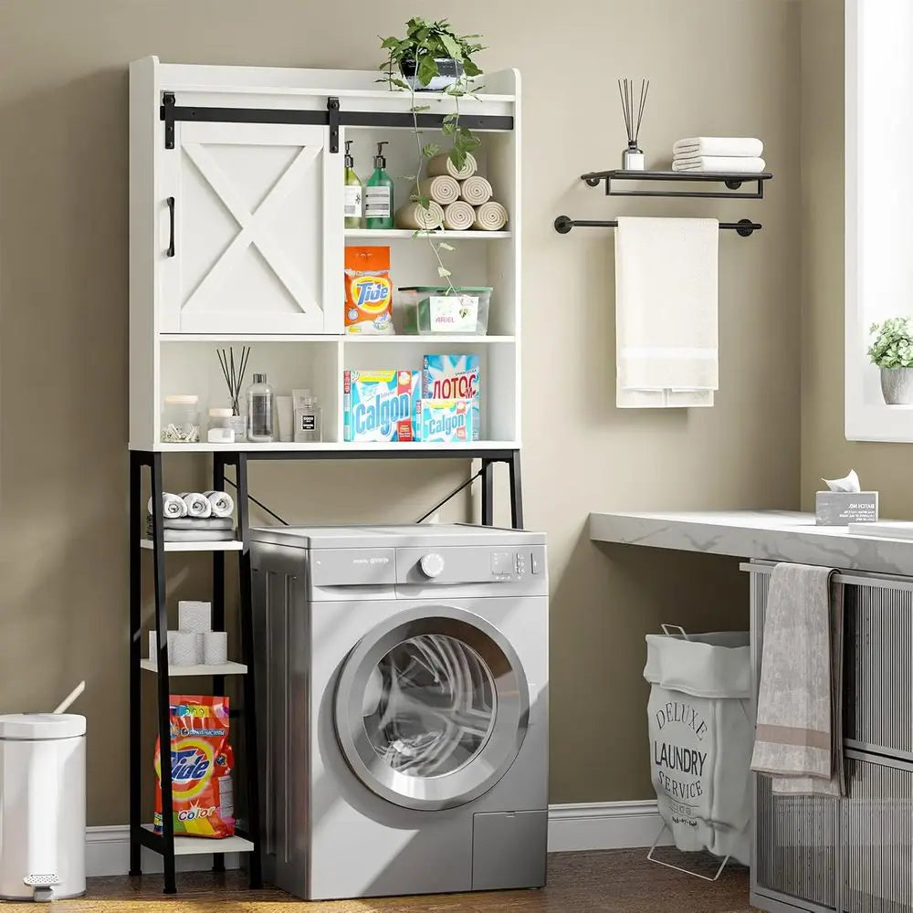 Storage Cabinet Over Toilet with Sliding Door & Toilet Paper Holder Stand, Home Space-Saving Toilet Rack for Bathroom, Restroom
