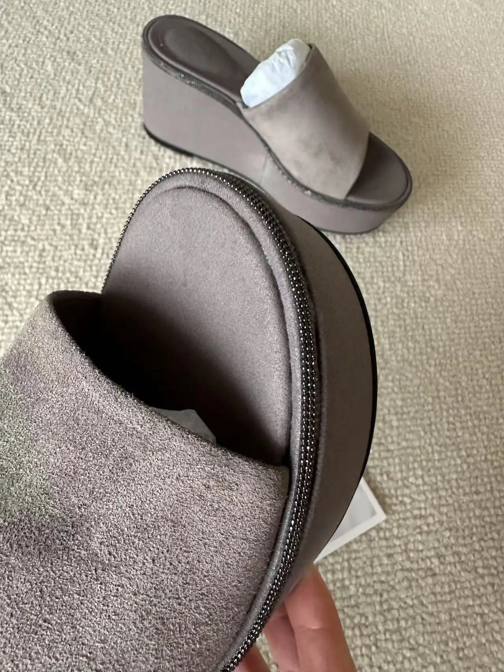Summer genuine suede slippers