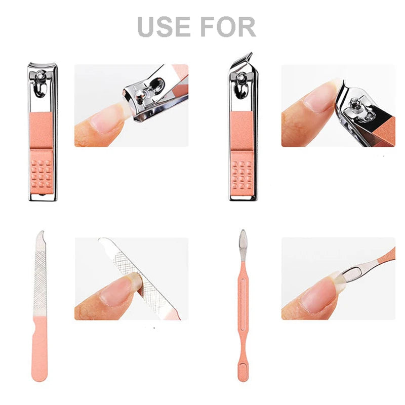 7Pcs/Kit Nail Clippers Set Multifunctional Tools Portable Travel Pedicure Kit Stainless Steel Professional Manicure Accessories