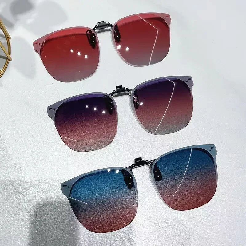 Men Clip On Sunglasse Polarized Flip up Glasses Women Gradient Photochromic Anti UV400 Sunglasses Night Vison Goggles