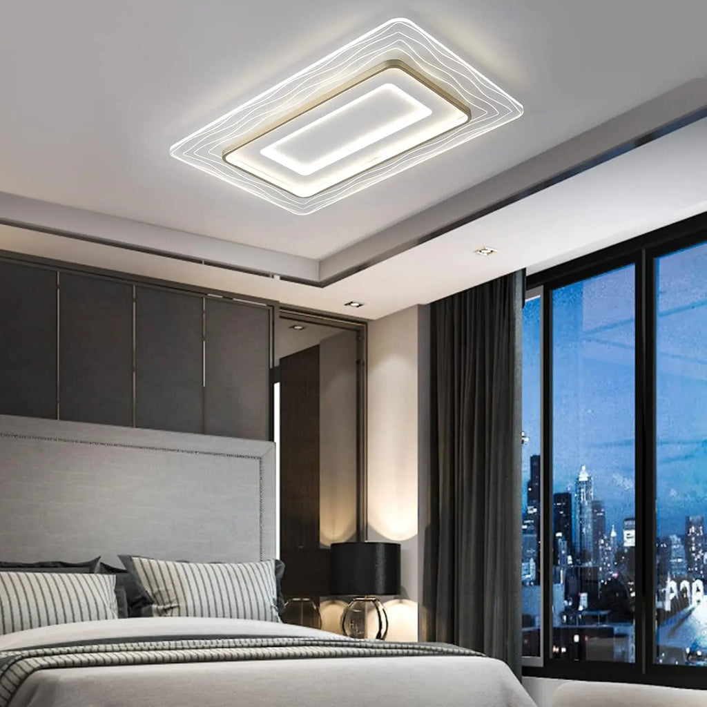 Rectangular LED Flush Mount Ceiling Light Acrylic Ultrathin Ceiling Lamp Dimmable 3500K-6000K w/Remote, L35.5 x W23inch