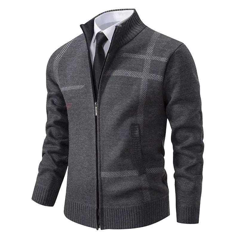 Thickened Knitted Men's Jacket Outerwear Stand Collar Sweater Warm Cotton Clothes Winter Casual Fashion from Mainland China