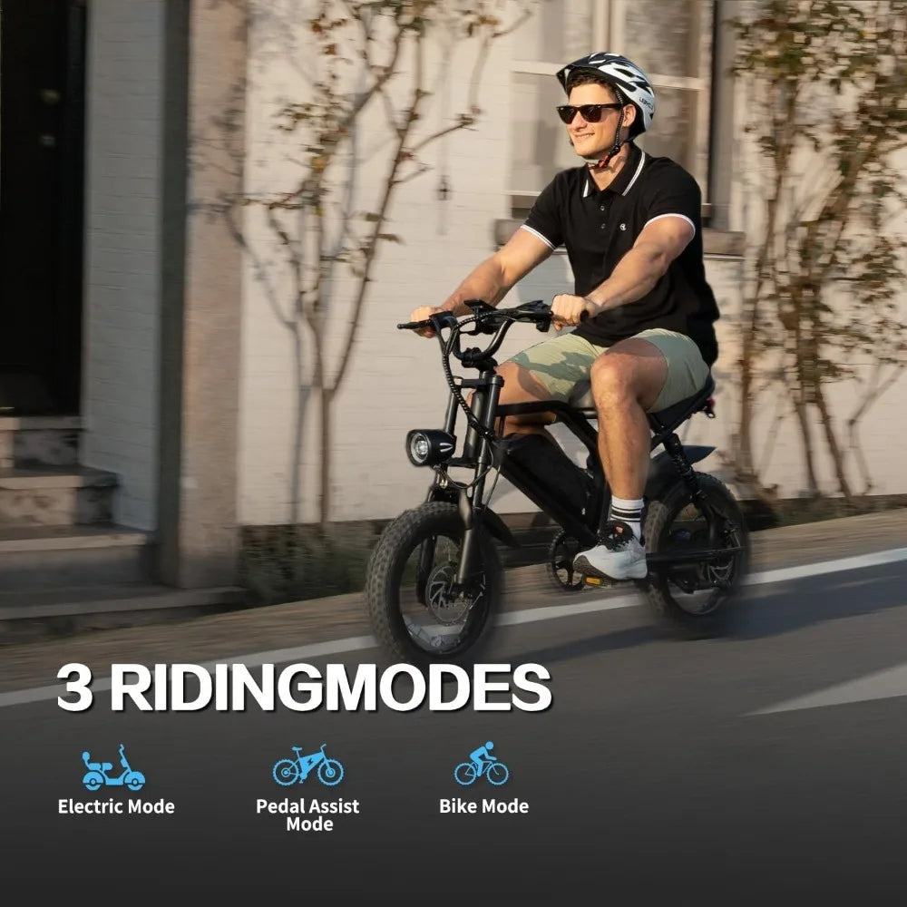 16'' Fat Tire Electric Bike for Teens/Adults 500W Motor 36V/12.8Ah Removable Battery 22MPH 40-50KM Range Small E-Bike Customized