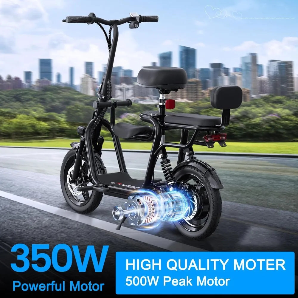 Electric Scooter with Seat for Adult, 36V Electric Scooter with 500W Peak Power Motor, 20 Mile Range, 17.4mph, Dual Brakes