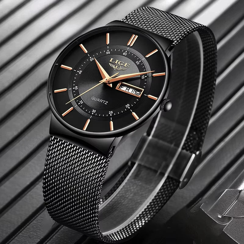 Man Watch LIGE Top Brand Luxury Waterproof Ultra Thin Date Clock Male Steel Strap Casual Quartz Mens Watches Sports Wrist Watch