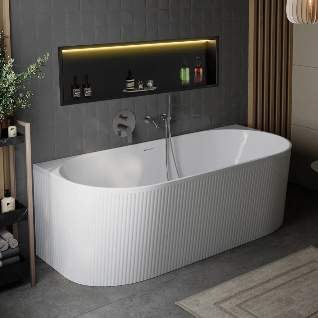 Shower Niche Insert with LED Light, 36x11x5 Inch Rust-Proof Bathroom Shelf - No Tile Needed, Over Mount for Shower & Coffee Bar