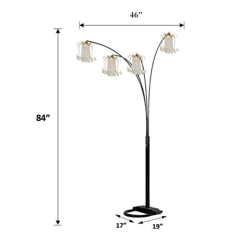 Crystal Inspired Head Arch Floor Lamp Christmas Gift Indoor Standing Light Home Living Room Bedroom Office Lighting Fixture