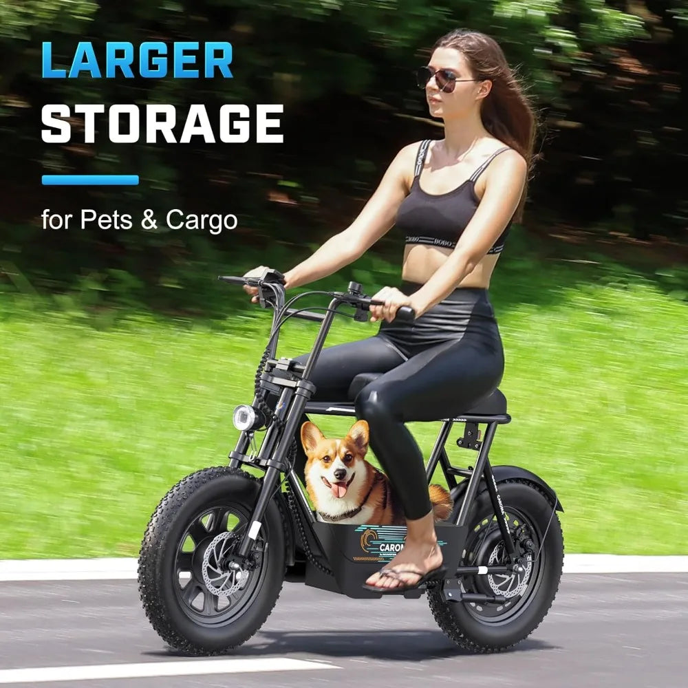 Peak 1200W Electric Scooter with Seat, 16" Fat Tire Electric Dirt Bike, Max 30Miles Ranges, Top Speed 20Mph,, Customized