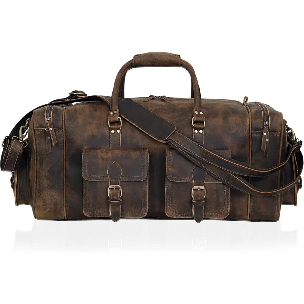 Large duffel bags for men holdall leather travel bag overnight gym sports weekend bag