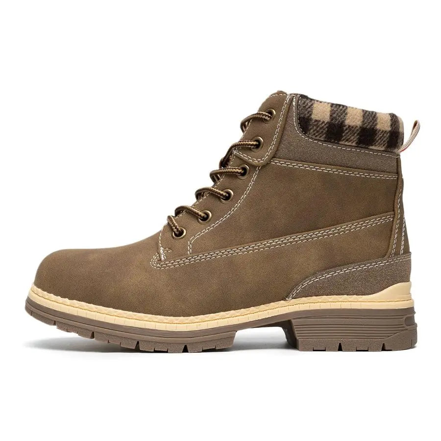 Hiking Winter Boots for Women Casual Brown Combat Work Boot Nonslip FurLined Ankle Boots Fashion Boots Waterproof Leather Shoes