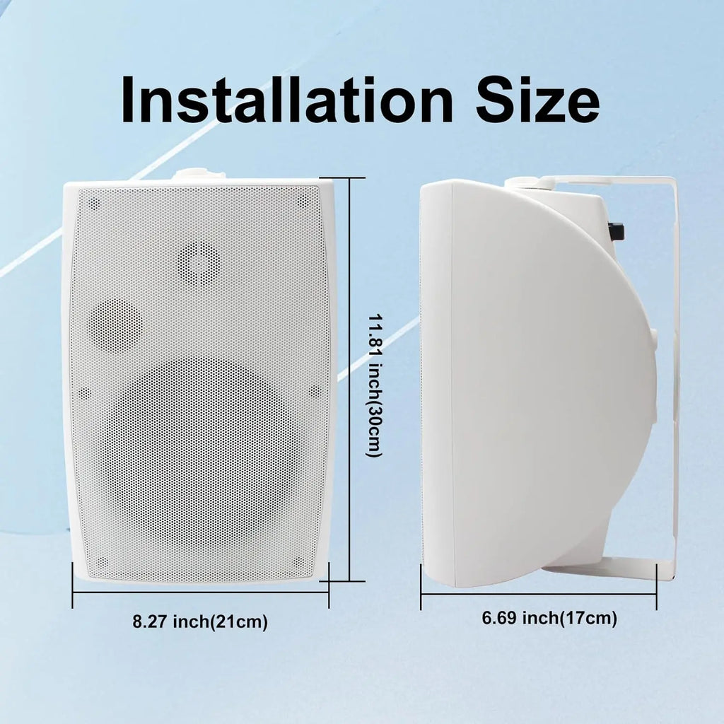 Herdio 6.5 Inch 400W Outdoor Passive Speakers Wall Mount Speakers Wired Waterproof With Powerful Bass For Patio Garden Poolside