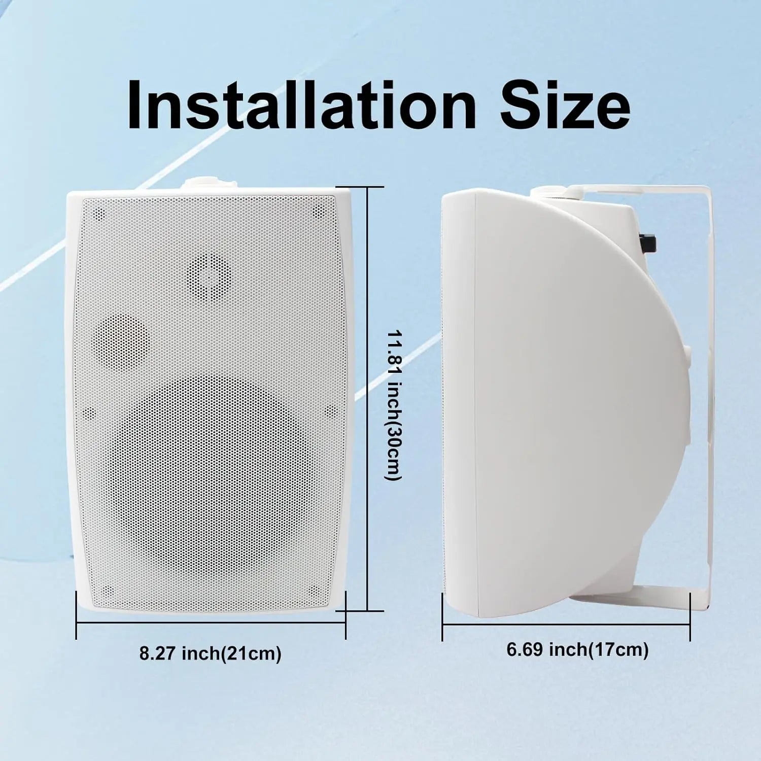 Herdio 6.5 Inch 400W Outdoor Passive Speakers Wall Mount Speakers Wired Waterproof With Powerful Bass For Patio Garden Poolside