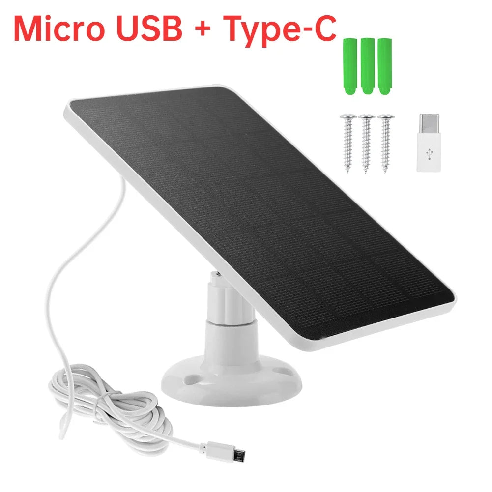 10W 5V Solar Panel Charging Waterproof Portable Solar Panel for Arlo Camera/Eufy Security Wireless Doorbell/Blink Video Doorbell