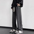 2023 New Streetwear Loose Jeans Men Korean Style Fashion Loose Straight Wide Leg Pants Men's Brand Clothing Black Light Blue