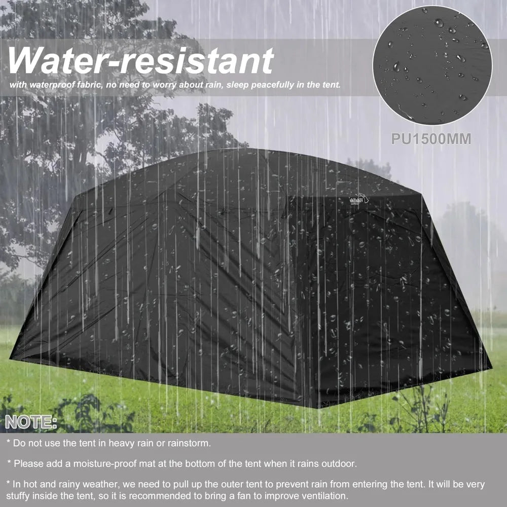 4-6 Person Camping Tent with 3 Door 2 Room Large Family Cabin Tents, Double Layer Waterproof Portable Glamping Tent