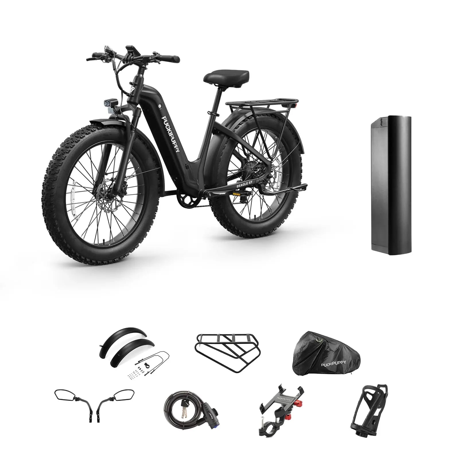 PUCKIPUPPY Beagle ST Electric Bike for Adults 26" Fat Tire Step-Through Electric Mountain Bike Off-Road Ebike 2-Year Warranty